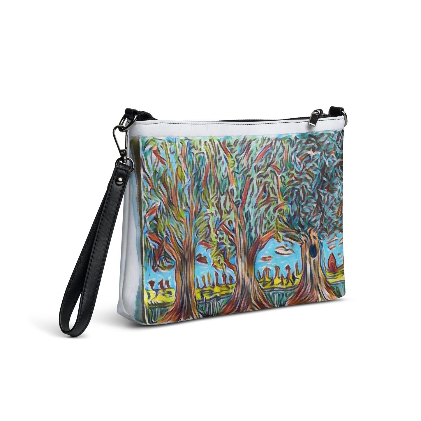 Crossbody bag 3 trees light blue by Get There Lifestyle