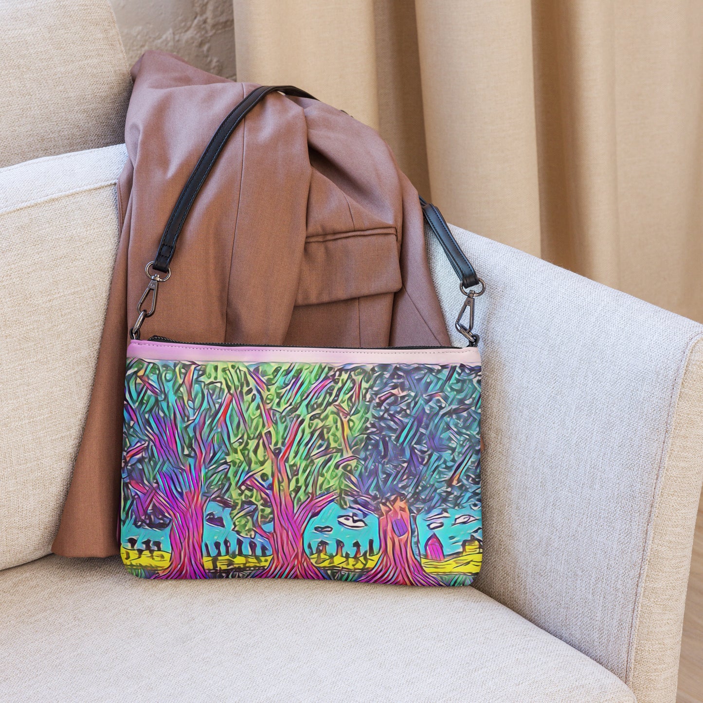 Crossbody bag 3 trees light pink by Get There Lifestyle